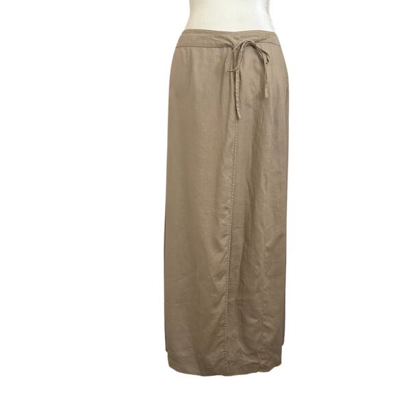 Laura Ashley Vintage wrap linen tan lightweight midi skirt size 10 - Picture 2 of 5